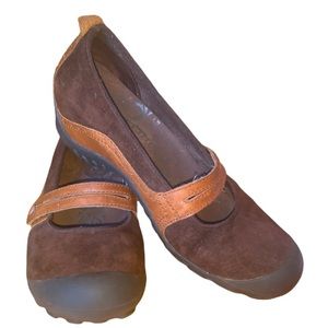 Merrell Women’s Size 9.5 Plaza Bandeau Mary Janes Slip-ons Brown Suede Leather